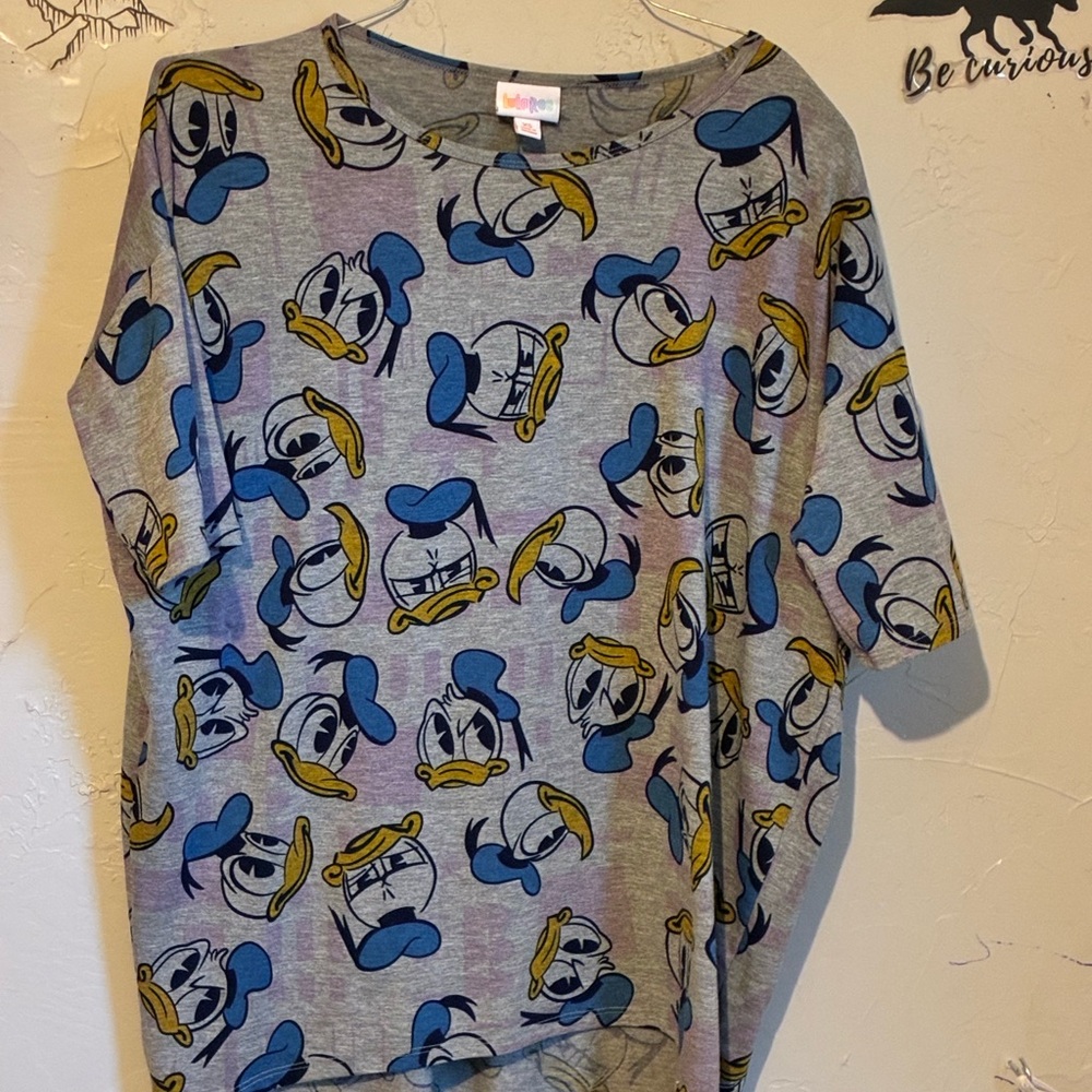 Lularoe Gray and Blue Donald Duck Irma